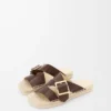 Petal espadrille slide in vegetable-tanned calfskin Brown