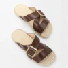 Petal espadrille slide in vegetable-tanned calfskin Brown
