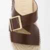 Petal espadrille slide in vegetable-tanned calfskin Brown