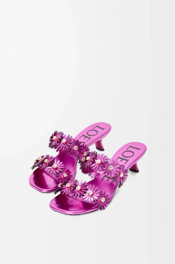 Petal Flower sandal in calfskin and crystals Fuchsia Petal Flower sandal in calfskin and crystals Fuchsia