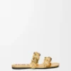 Petal Flower sandal in calfskin and crystals Gold