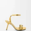 Petal Flower sandal in calfskin and crystals Gold Petal Flower sandal in calfskin and crystals Gold