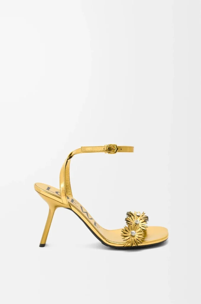 Petal Flower sandal in calfskin and crystals Gold Petal Flower sandal in calfskin and crystals Gold