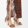 Petal Flower sandal in calfskin and crystals Gold Petal Flower sandal in calfskin and crystals Gold