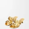 Petal Flower sandal in calfskin and crystals Gold Petal Flower sandal in calfskin and crystals Gold