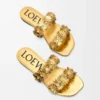Petal Flower sandal in calfskin and crystals Gold