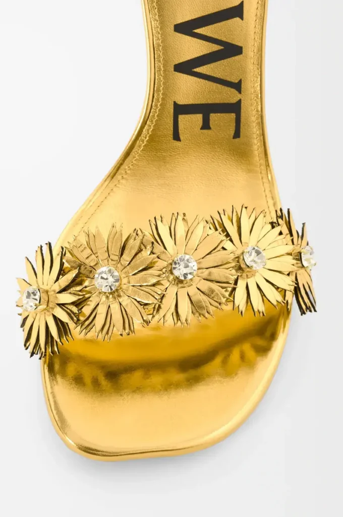 Petal Flower sandal in calfskin and crystals Gold Petal Flower sandal in calfskin and crystals Gold