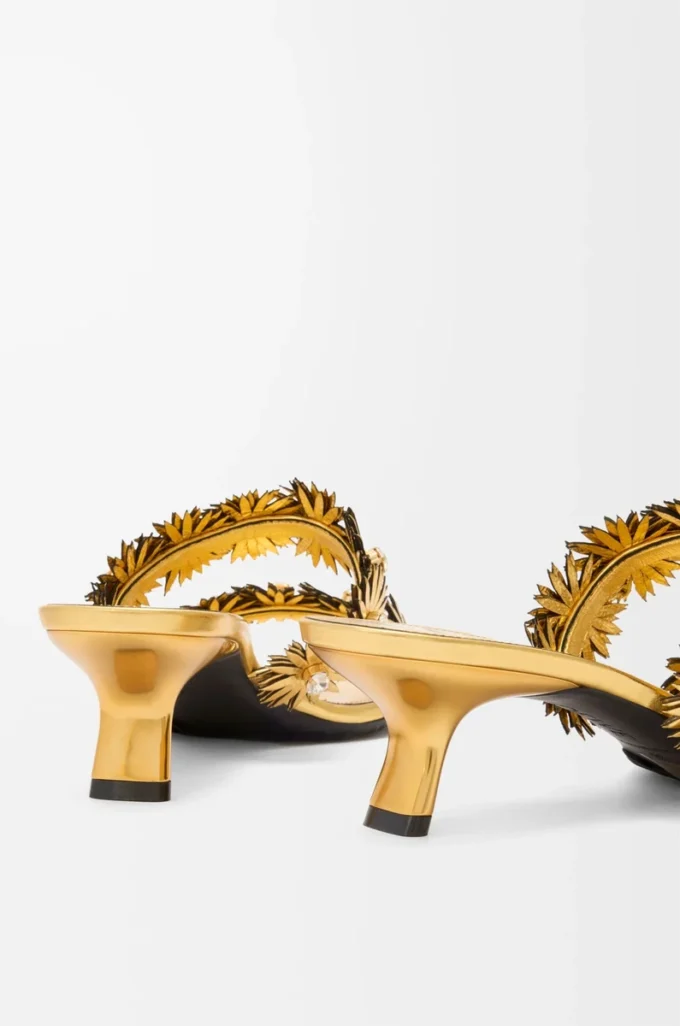 Petal Flower sandal in calfskin and crystals Gold Petal Flower sandal in calfskin and crystals Gold