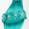 Petal Flower sandal in calfskin and crystals Turquoise