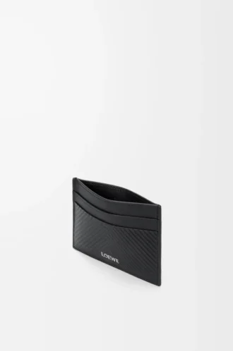 Plain cardholder in textured classic calfskin Black
