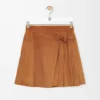 Pleated mini skirt in suede lambskin Toffee Pleated mini skirt in suede lambskin Toffee