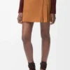 Pleated mini skirt in suede lambskin Toffee Pleated mini skirt in suede lambskin Toffee