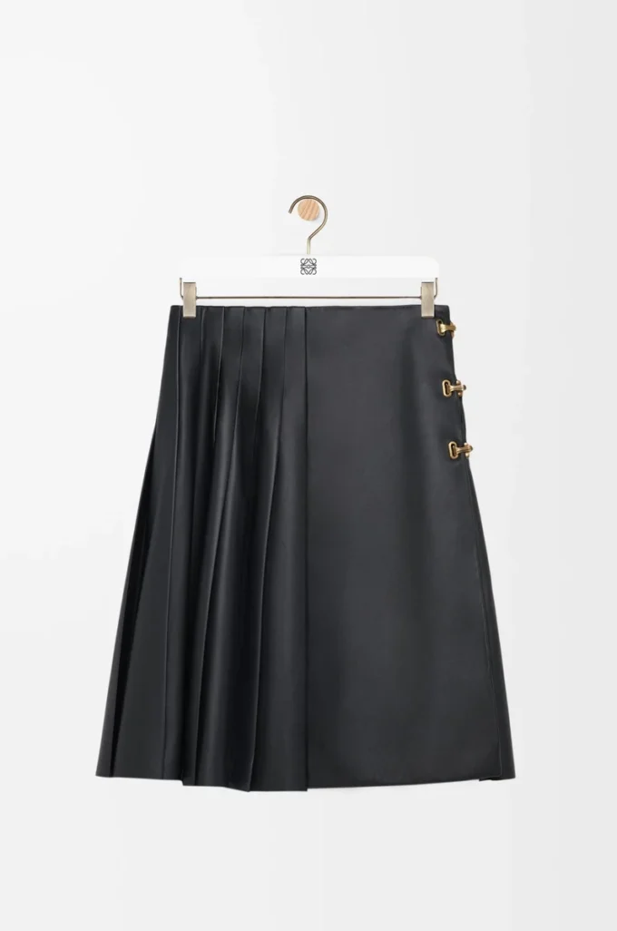 Pleated skirt in nappa lambskin Black Pleated skirt in nappa lambskin Black