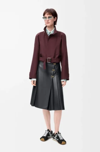 Pleated skirt in nappa lambskin Black