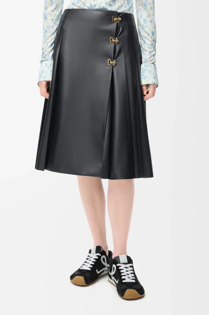 Pleated skirt in nappa lambskin Black Pleated skirt in nappa lambskin Black