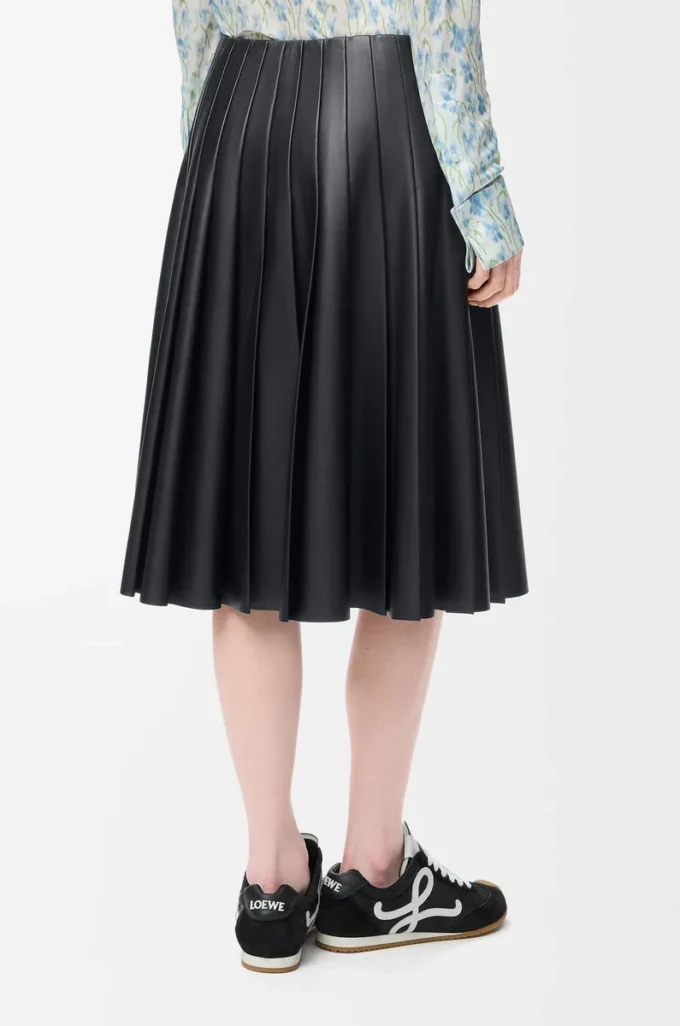 Pleated skirt in nappa lambskin Black Pleated skirt in nappa lambskin Black