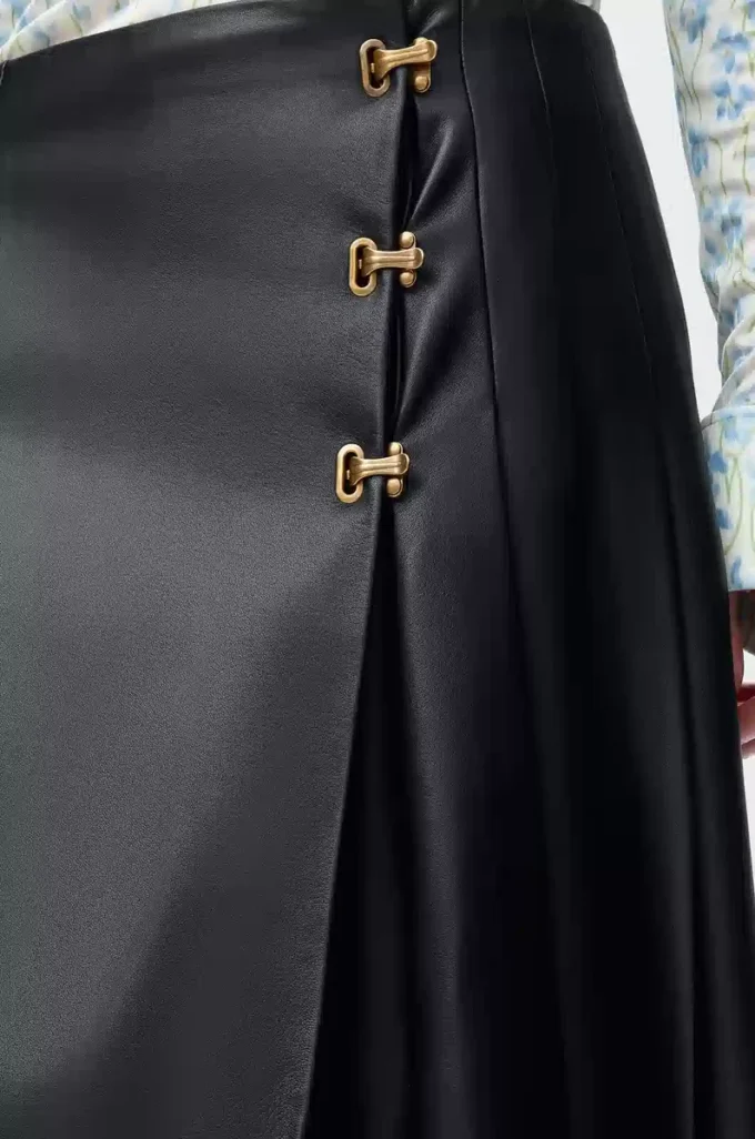 Pleated skirt in nappa lambskin Black Pleated skirt in nappa lambskin Black