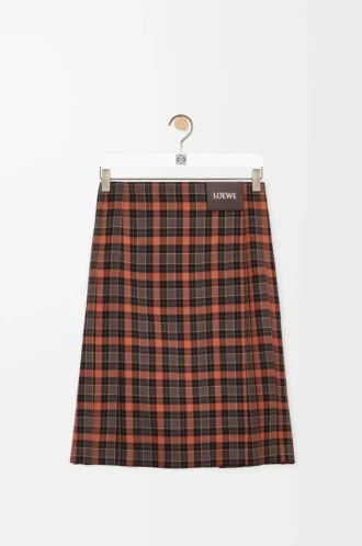 Pleated skirt in wool blend Orange/Black