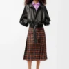 Pleated skirt in wool blend Orange/Black