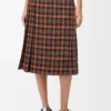 Pleated skirt in wool blend Orange/Black