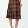 Pleated skirt in wool blend Orange/Black
