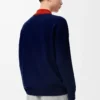Polo cardigan in wool Navy Blue/Orange Polo cardigan in wool Navy Blue/Orange