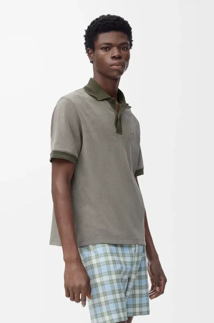 Polo in cotton Khaki Green