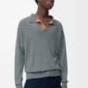 Polo sweater in wool Grey