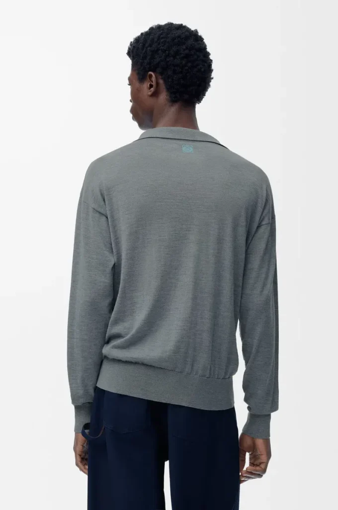Polo sweater in wool Grey
