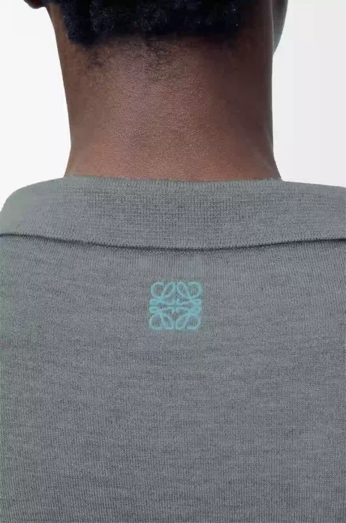 Polo sweater in wool Grey