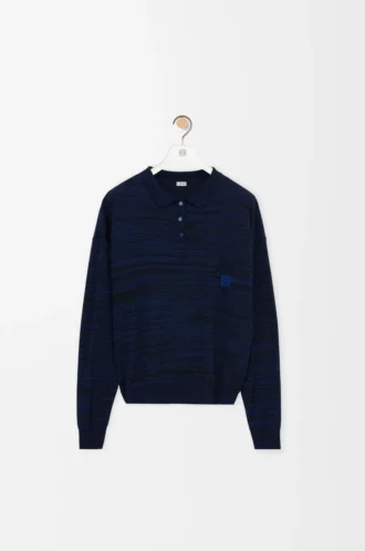 Polo sweater in wool Navy/Black