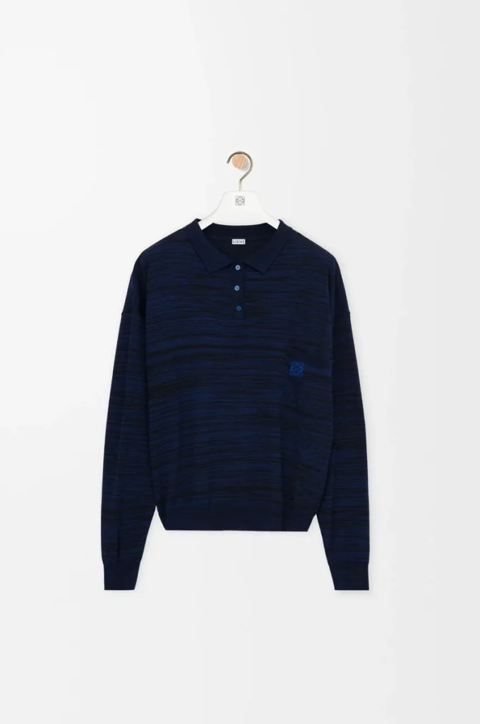 Polo sweater in wool Navy/Black Polo sweater in wool Navy/Black
