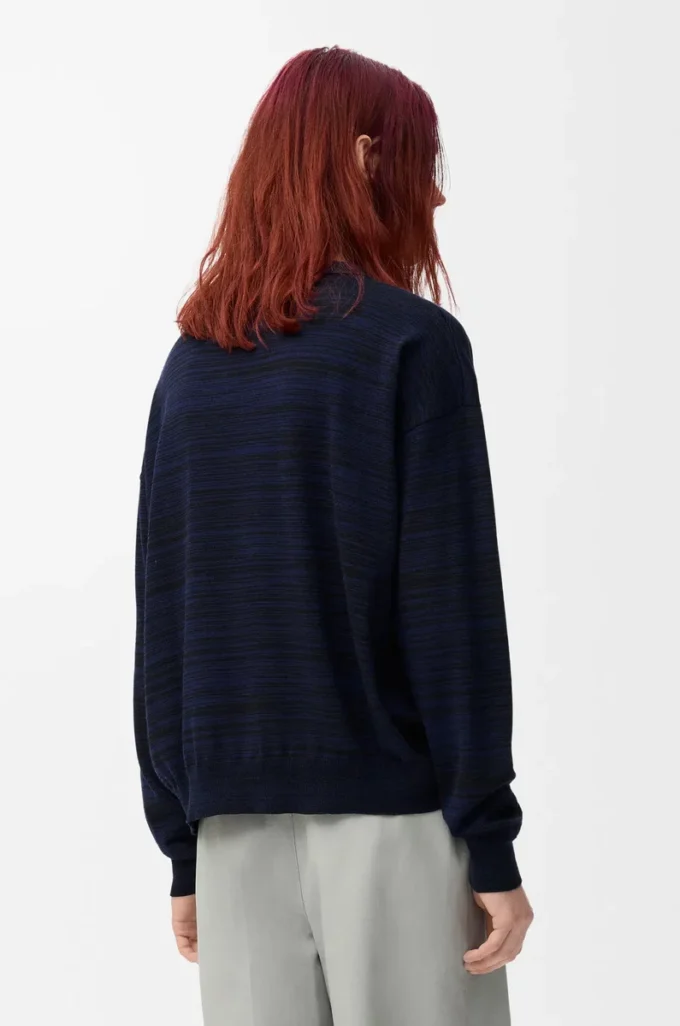 Polo sweater in wool Navy/Black Polo sweater in wool Navy/Black