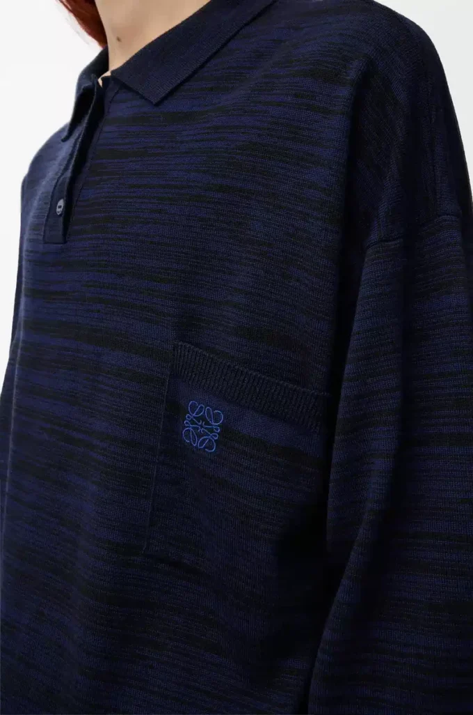 Polo sweater in wool Navy/Black Polo sweater in wool Navy/Black