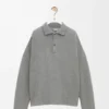 Polo sweatshirt in cotton and cashmere Lead Grey Polo sweatshirt in cotton and cashmere Lead Grey