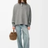 Polo sweatshirt in cotton and cashmere Lead Grey Polo sweatshirt in cotton and cashmere Lead Grey