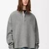 Polo sweatshirt in cotton and cashmere Lead Grey Polo sweatshirt in cotton and cashmere Lead Grey