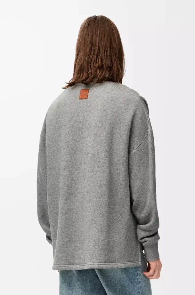 Polo sweatshirt in cotton and cashmere Lead Grey Polo sweatshirt in cotton and cashmere Lead Grey