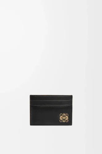 Puffer Anagram plain cardholder in shiny nappa calfskin Black