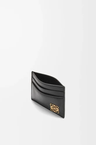 Puffer Anagram plain cardholder in shiny nappa calfskin Black
