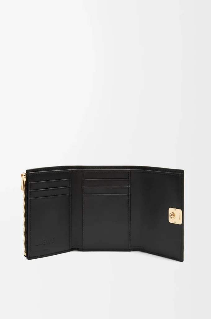 Puffer Anagram small vertical wallet in shiny nappa calfskin Black Puffer Anagram small vertical wallet in shiny nappa calfskin Black