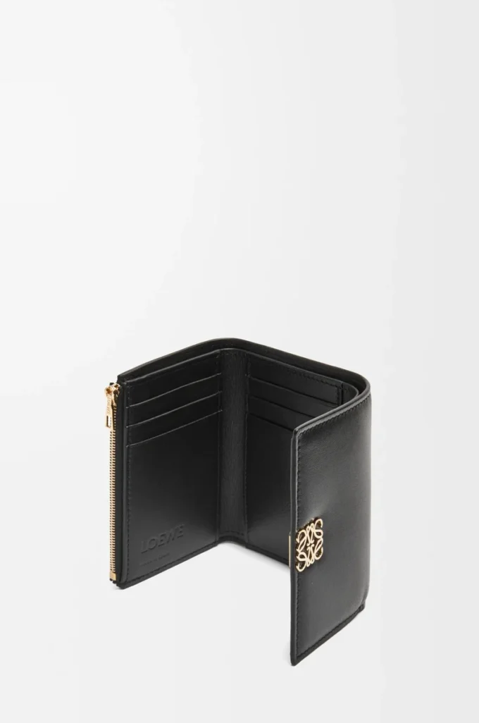 Puffer Anagram small vertical wallet in shiny nappa calfskin Black Puffer Anagram small vertical wallet in shiny nappa calfskin Black
