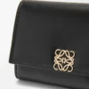 Puffer Anagram small vertical wallet in shiny nappa calfskin Black Puffer Anagram small vertical wallet in shiny nappa calfskin Black