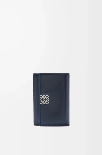 Puffer Anagram small vertical wallet in shiny nappa calfskin Deep Navy
