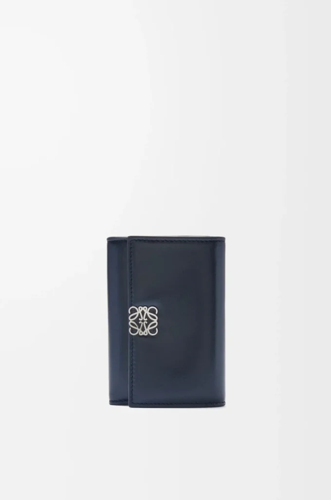 Puffer Anagram small vertical wallet in shiny nappa calfskin Deep Navy Puffer Anagram small vertical wallet in shiny nappa calfskin Deep Navy