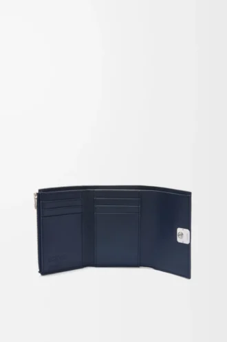 Puffer Anagram small vertical wallet in shiny nappa calfskin Deep Navy