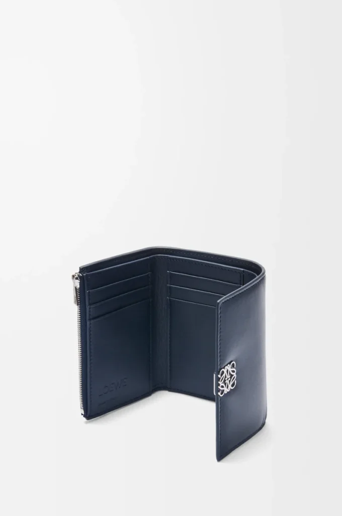 Puffer Anagram small vertical wallet in shiny nappa calfskin Deep Navy Puffer Anagram small vertical wallet in shiny nappa calfskin Deep Navy