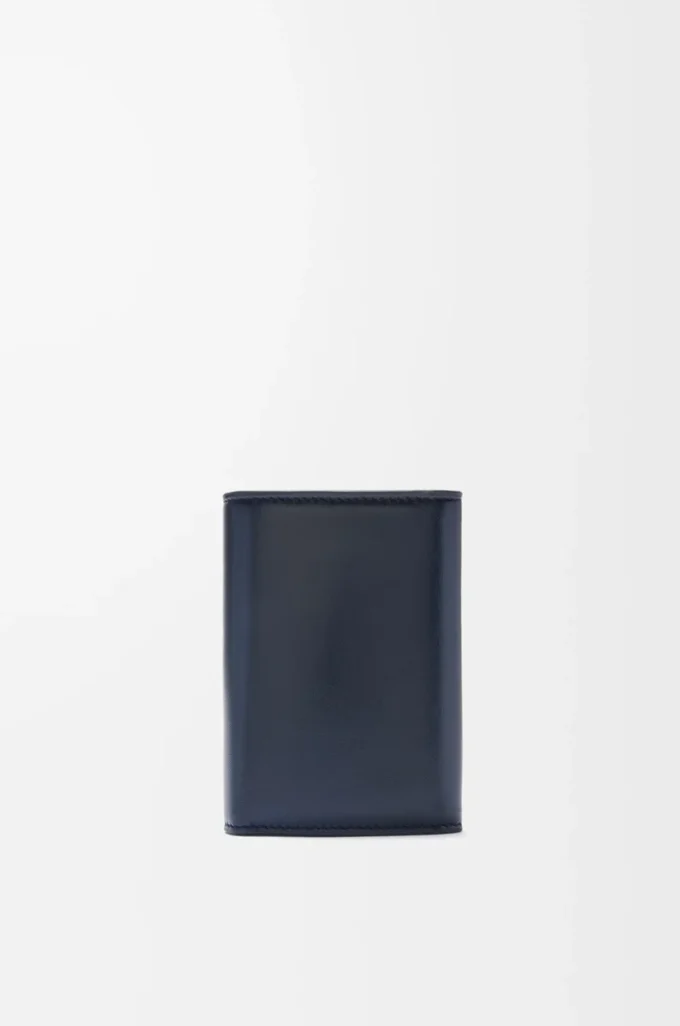 Puffer Anagram small vertical wallet in shiny nappa calfskin Deep Navy Puffer Anagram small vertical wallet in shiny nappa calfskin Deep Navy