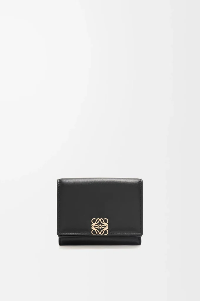 Puffer Anagram trifold wallet in shiny nappa calfskin Black Puffer Anagram trifold wallet in shiny nappa calfskin Black
