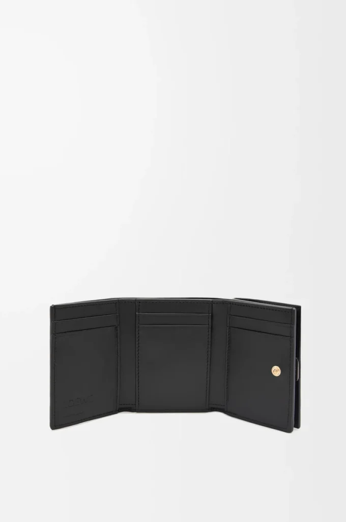 Puffer Anagram trifold wallet in shiny nappa calfskin Black Puffer Anagram trifold wallet in shiny nappa calfskin Black